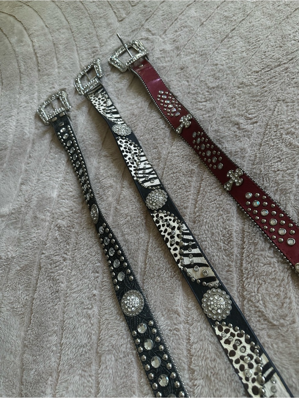 3x Embellished Western-Style Belts